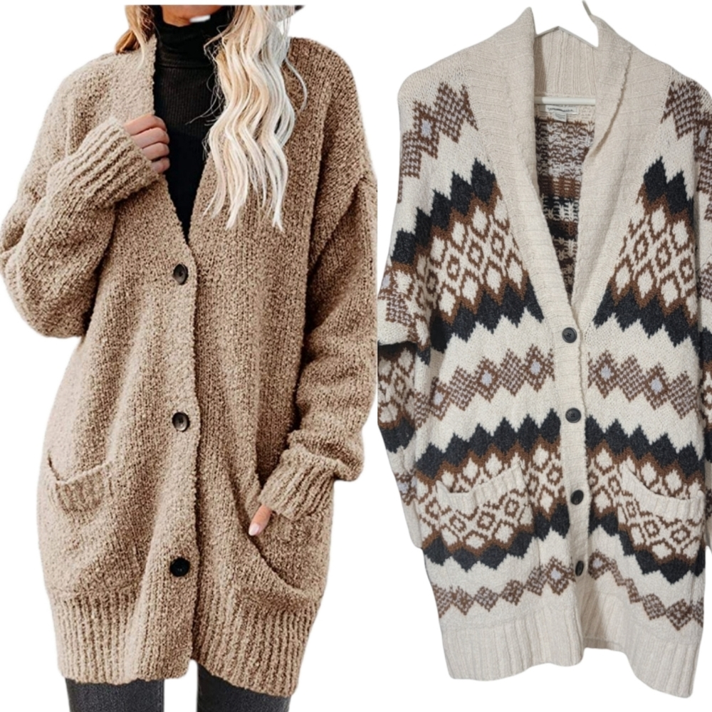 American Eagle Oversized  Button Down Aztec Knit Cardigan Size S